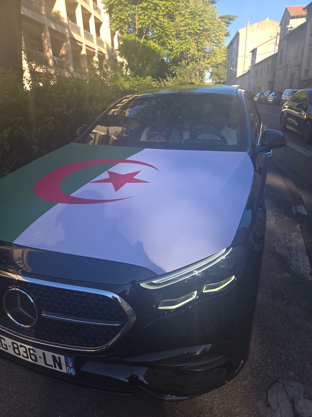 Customer photo review of Drapeau Capot Tissus Elastique (Compatible toute les voitures)