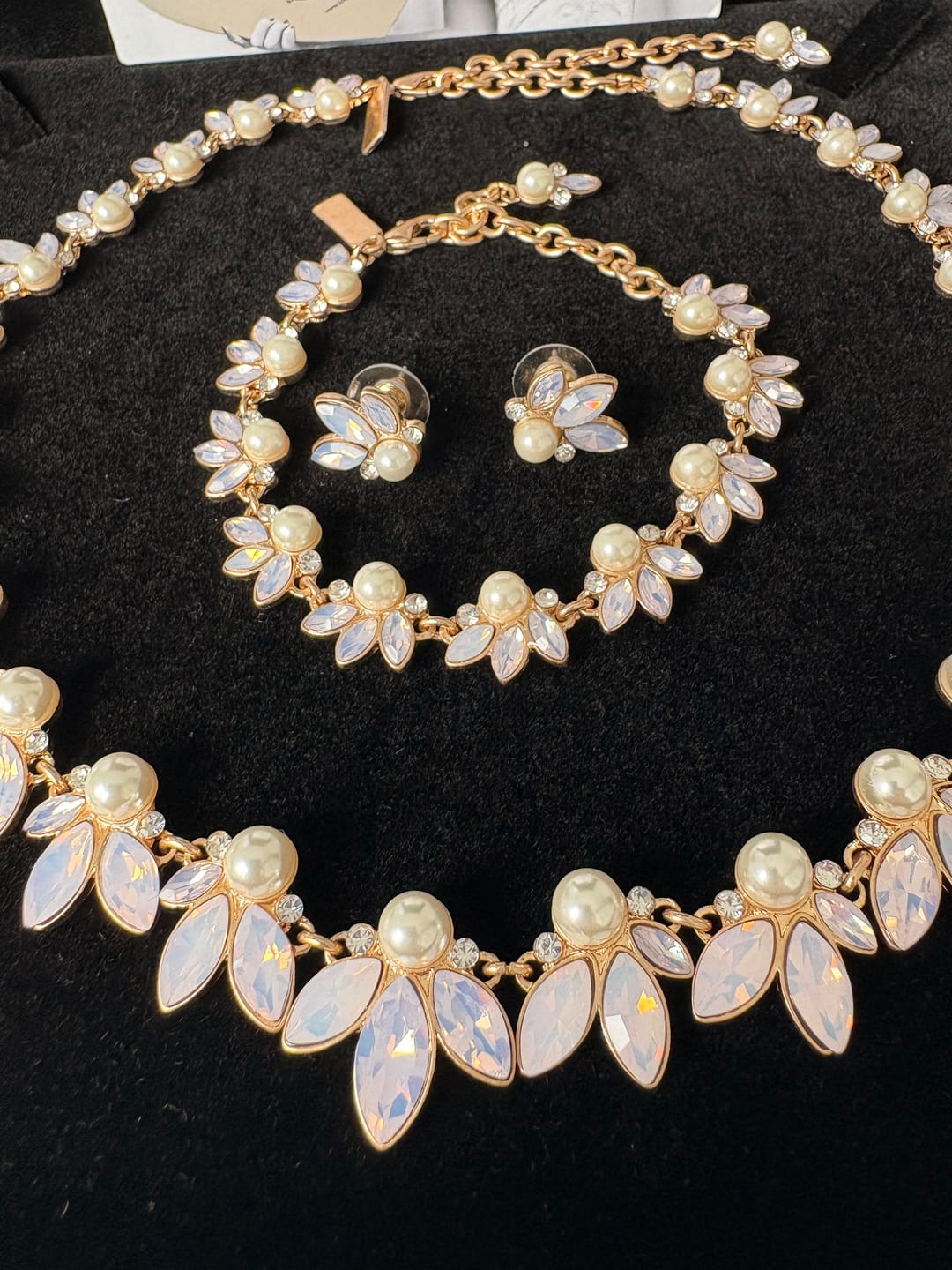 Customer photo review of Pink Leaf and Pearl Opal Necklace