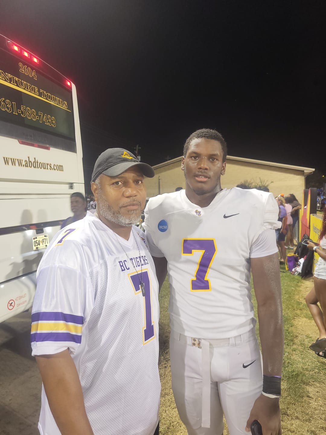 Customer photo review of Custom White Purple-Gold Classic Style Mesh Authentic Football Jersey
