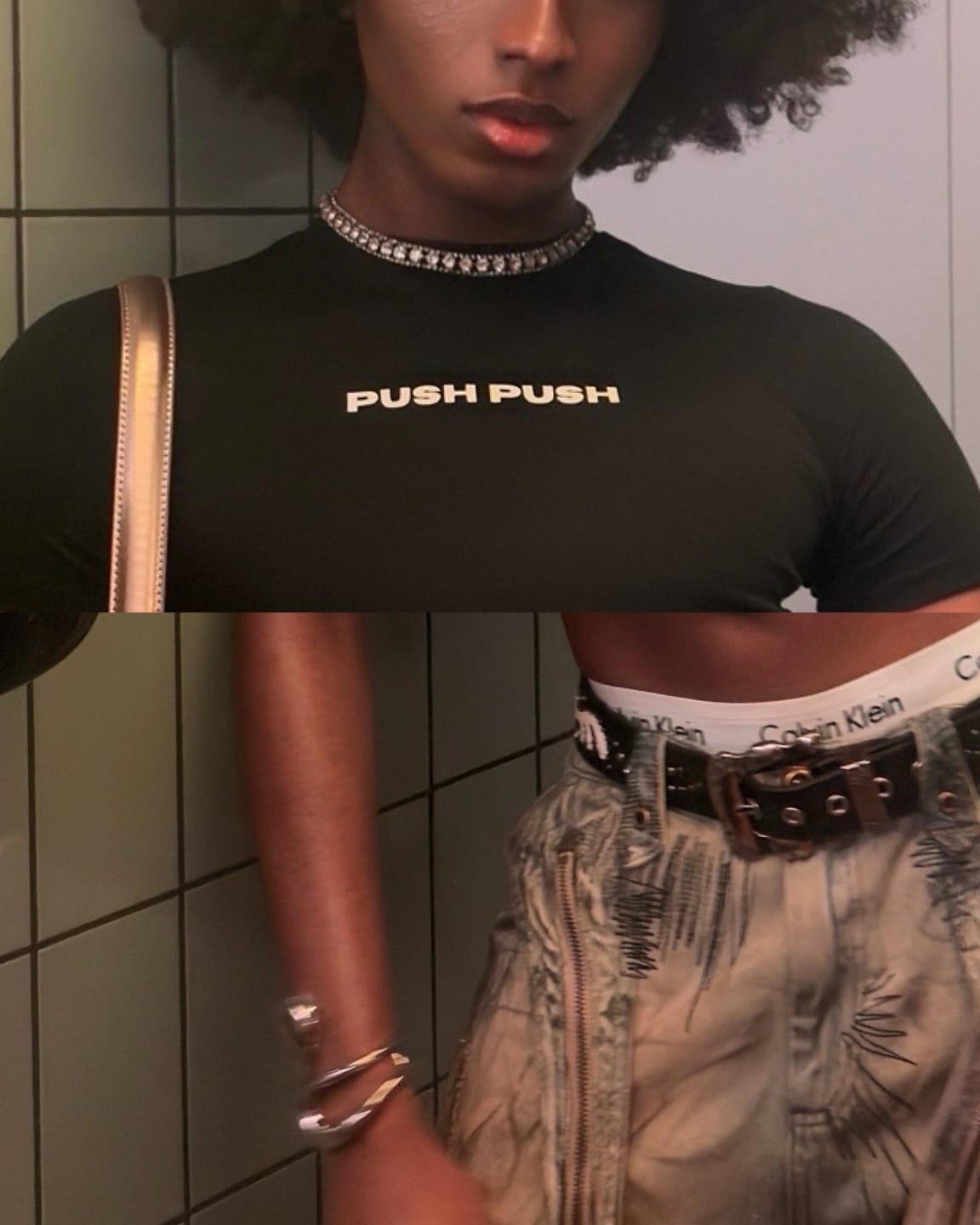 Customer photo review of Personsoul Vintage Detachable Panel Curved-Leg Denim Jeans(5 in 1)
