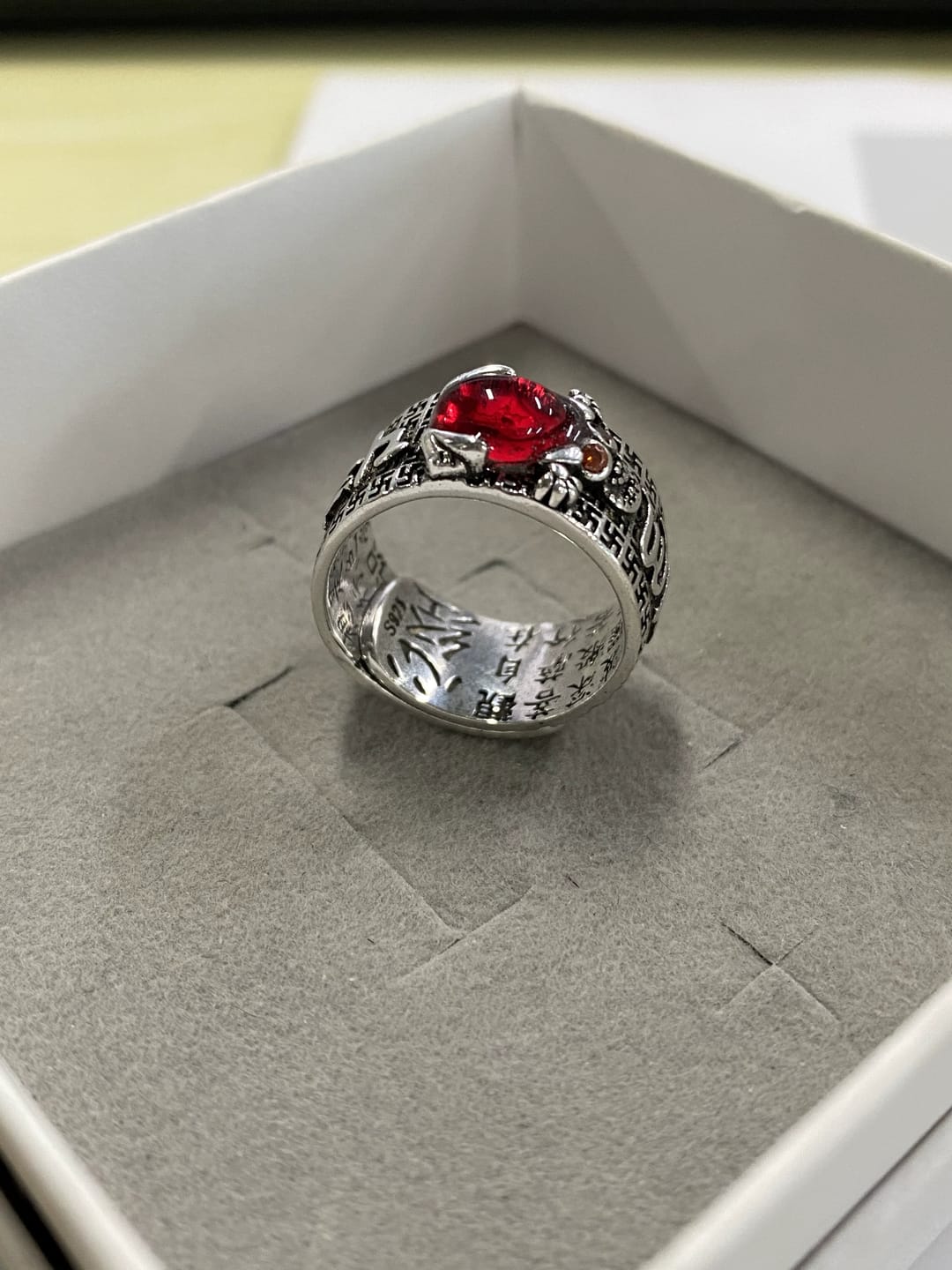 Customer photo review of FREE Today: Wealth & Protection Garnet Pixiu Blessing Mantra Ring