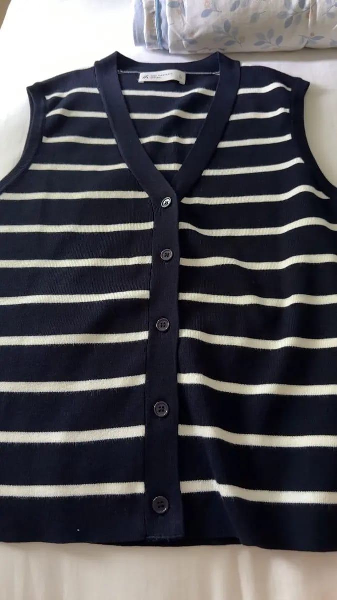 Customer photo review of Striped Knitted Button Vest