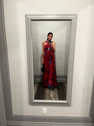 Customer photo review of Fire and Ice Halter Gown by AMUR - RENTAL