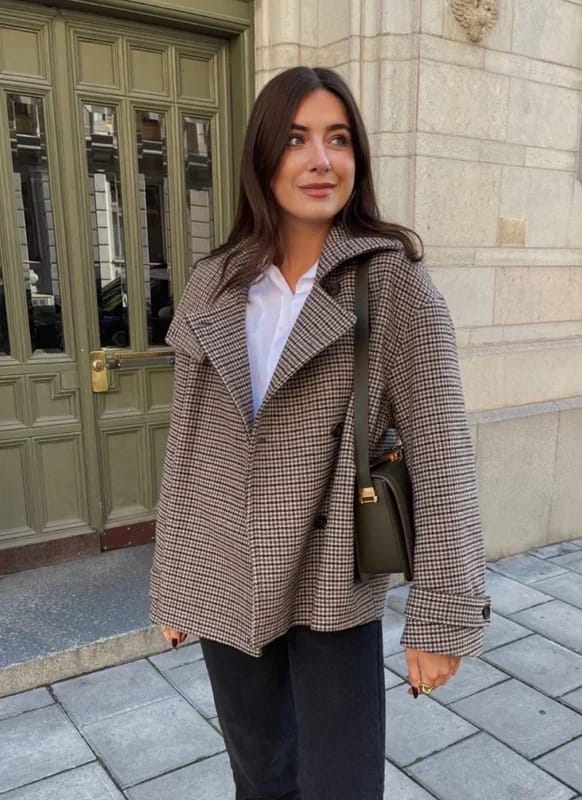 Customer photo review of Nadia Houndstooth Wool Coat