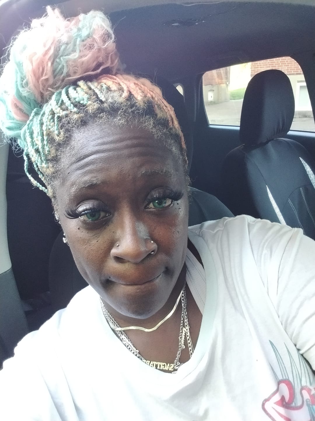 Customer photo review of Perla Green Prescription Colored Contact Lenses