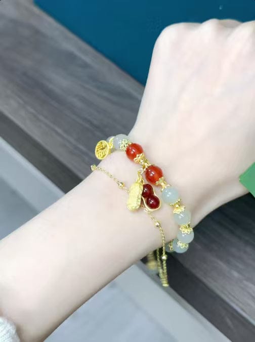 Customer photo review of FREE Today: Good Fortune & Prosperity Hetian Jade Peanut Charm Double Layer Luck Bracelet