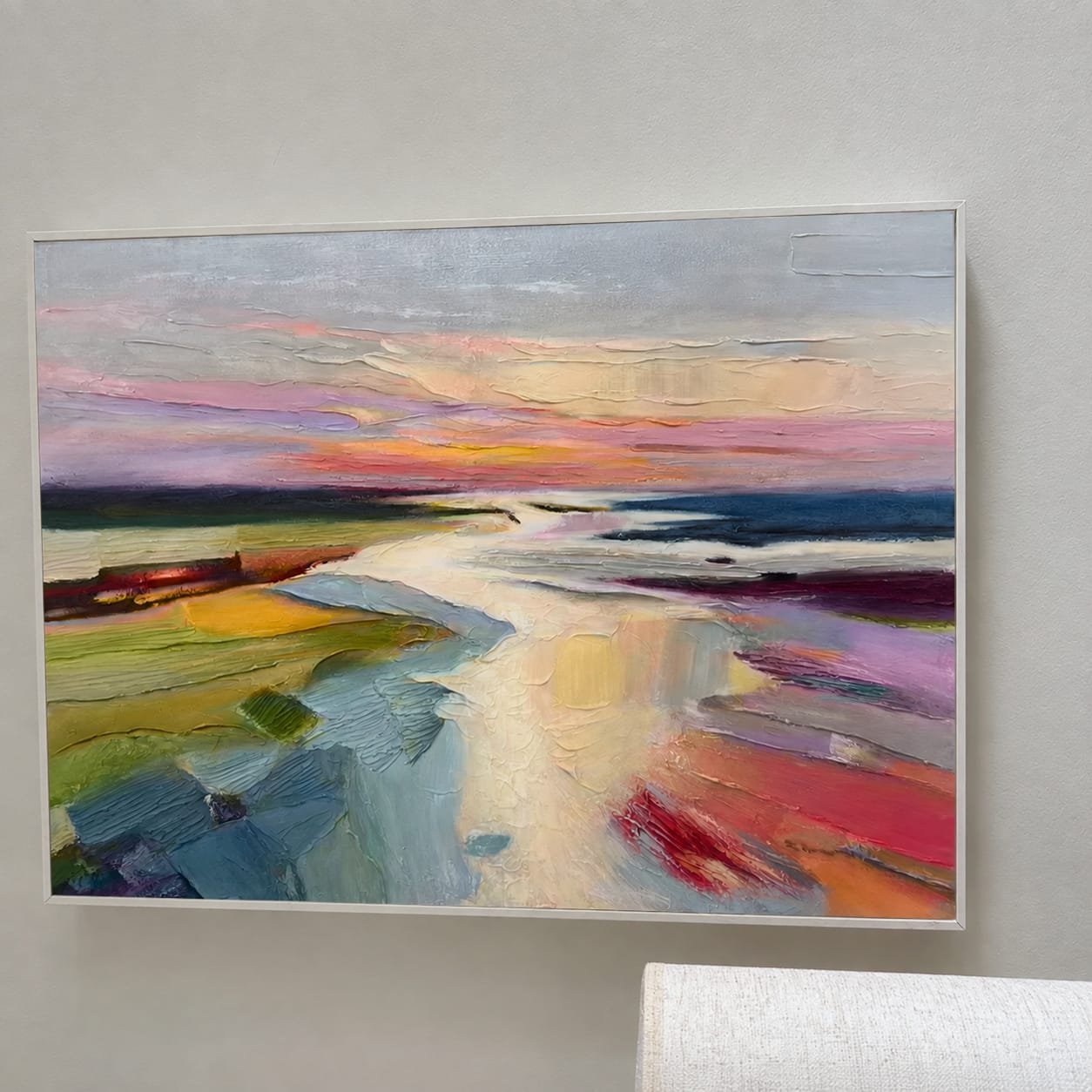 Customer photo review of Colorful Ocean And Sky Abstract Textured Wall Art #OS134