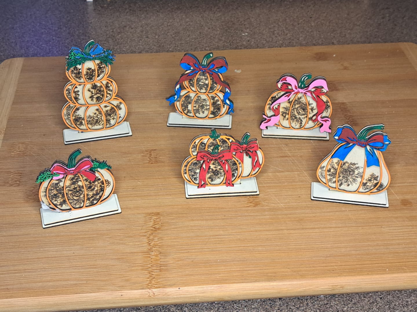 Customer photo review of 6 Standing Floral Pumpkin Decor Laser Cut SVG