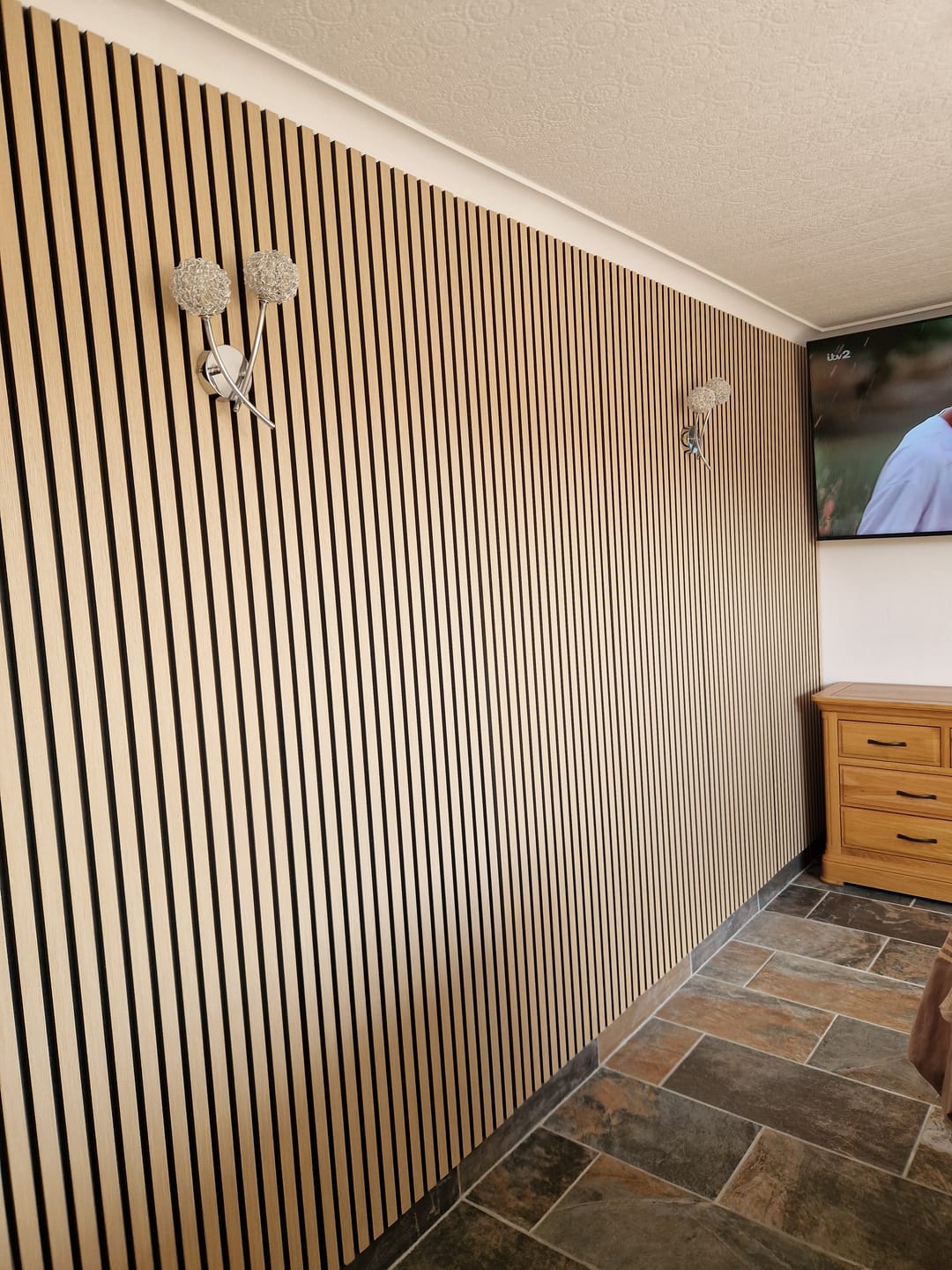 Customer photo review of Acoustic Slat Wall Panels Wooden Decorative Wall Panels Natural Oak Premium 2.4m x 0.6m