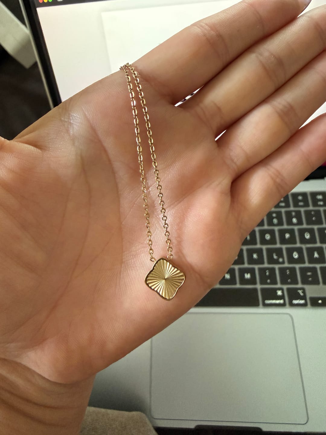 Customer photo review of Flora Gold Necklace