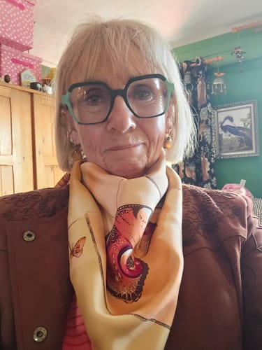 Customer photo review of Longchamp Butterfly Floral Silk Scarf