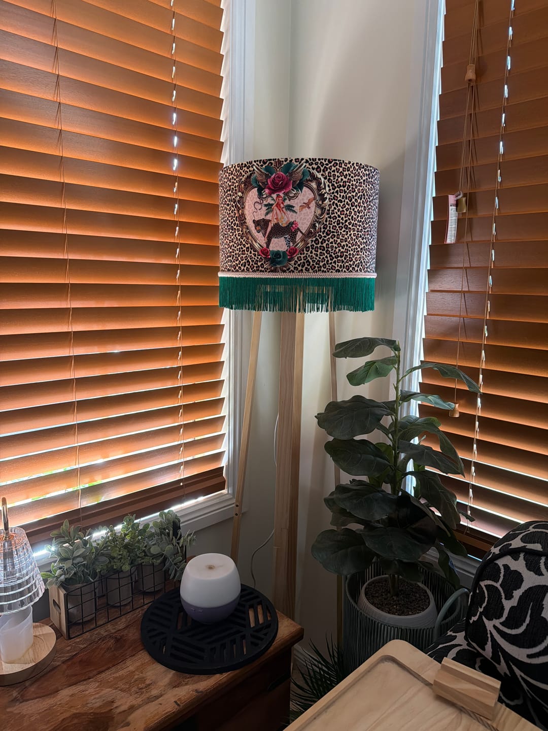 Customer photo review of Tiger Rose Fringed Lampshade