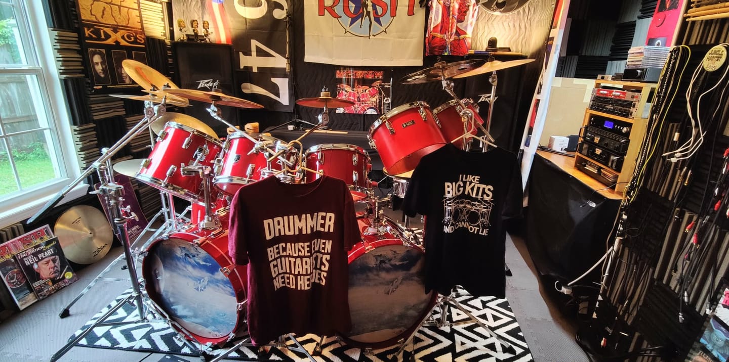Customer photo review of I Like Big Kits Drum T-Shirt