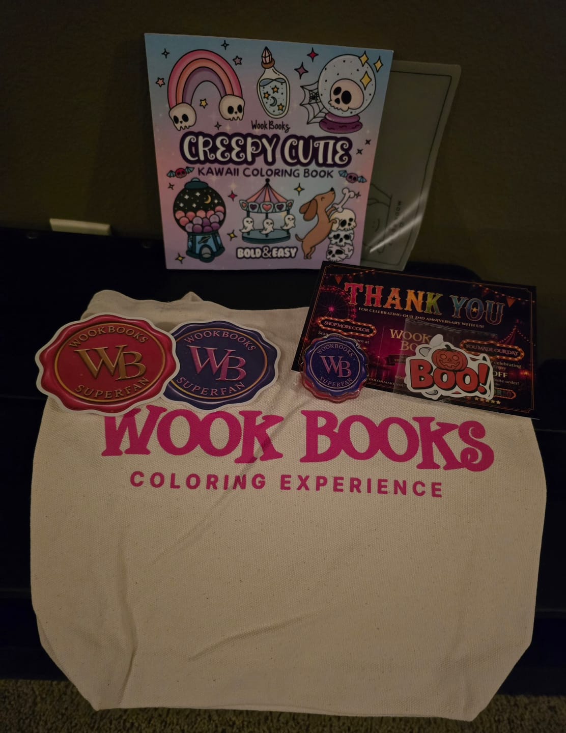 Customer photo review of Wook Books Coloring Experience Canvas Tote