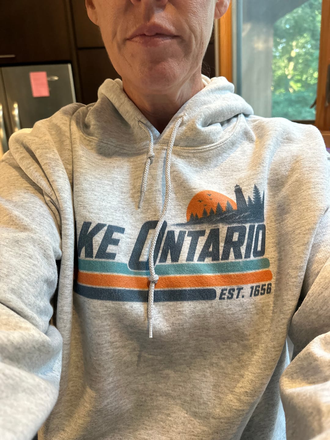 Customer photo review of Lake Ontario Retro Stripe Hoodie