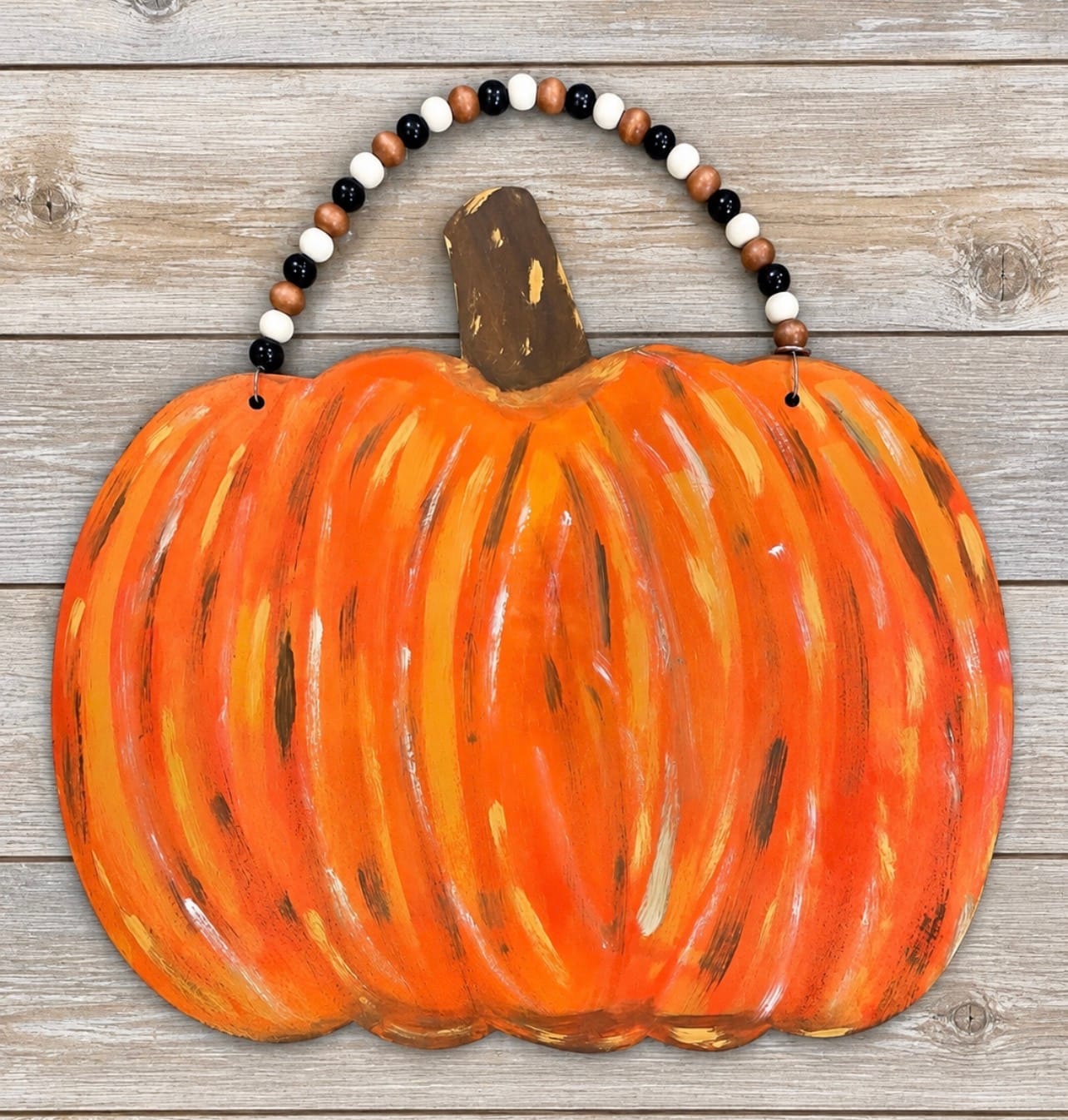Customer photo review of Unfinished Pumpkin Door Hanger | DIY Craft Cutout | Door Hanger | up to 46" DIY
