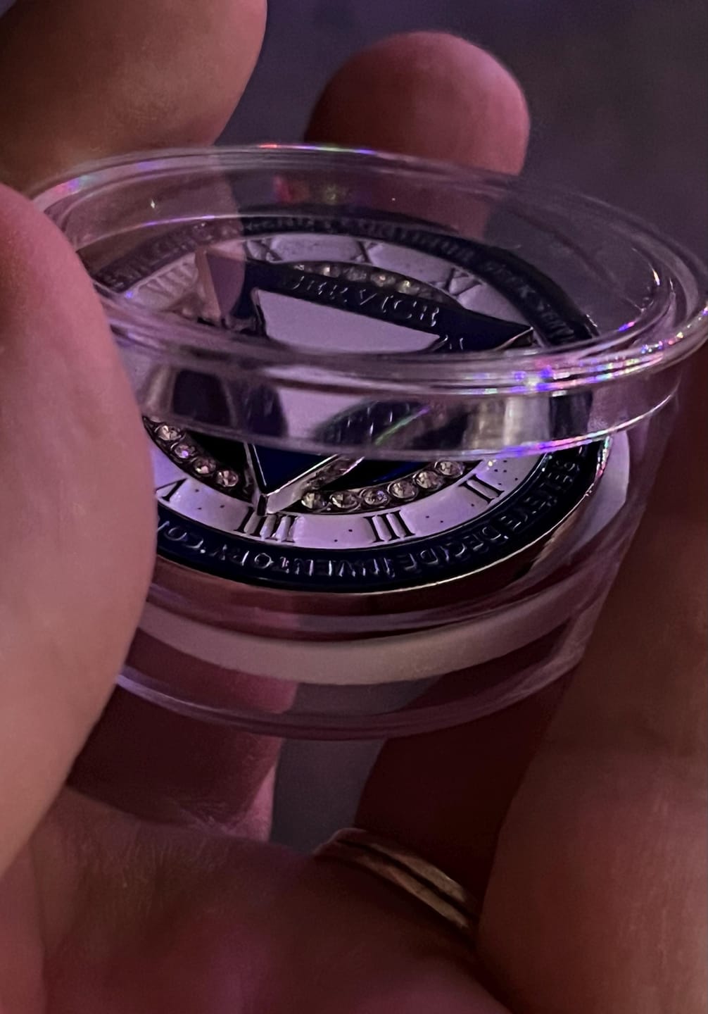 Customer photo review of Personalized Rotating Triangle 12 Steps Sobriety Coin – Personalize Any Day, Month or Year