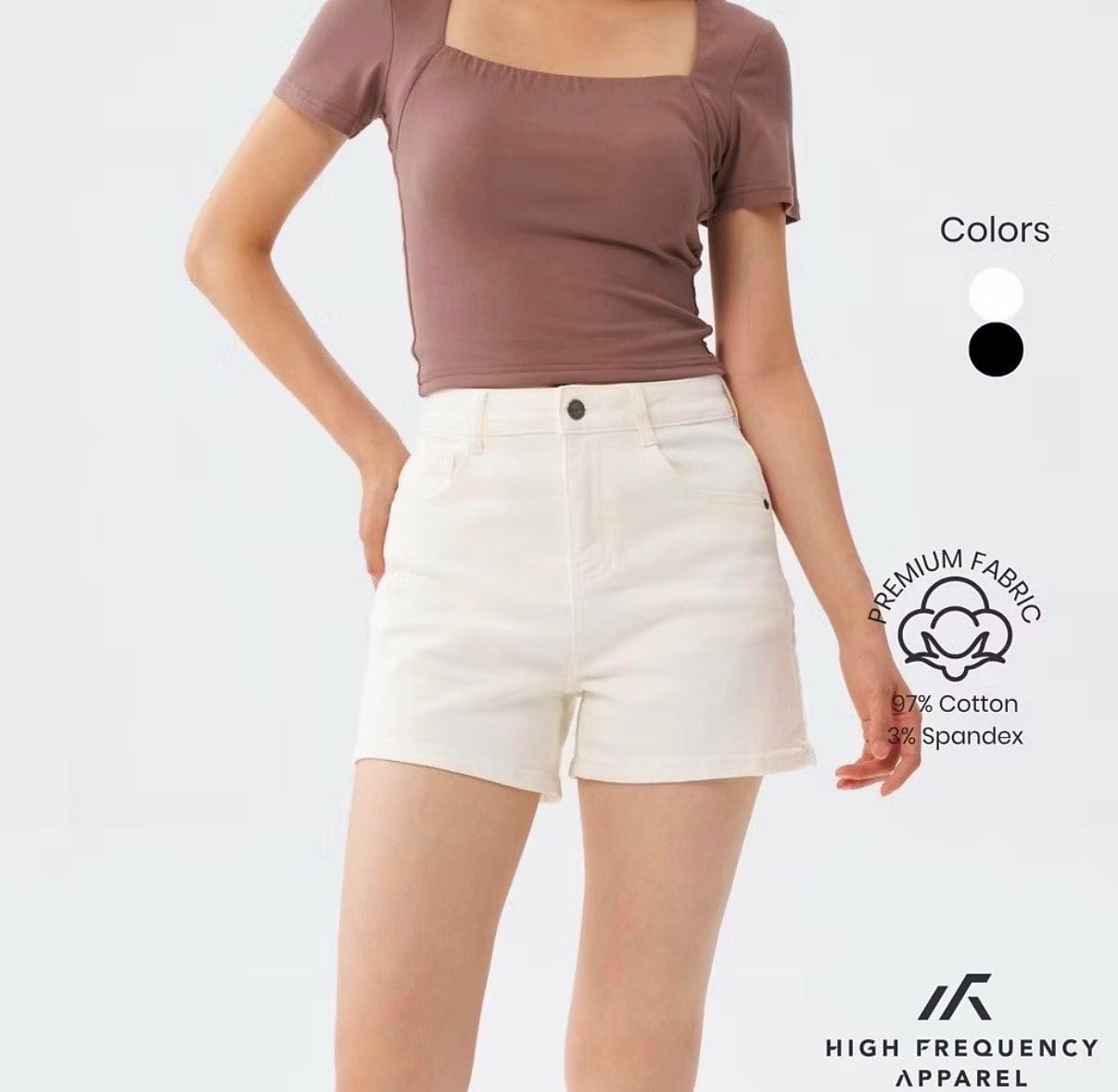 Customer photo review of BW Mid-Waisted Stretch Denim Shorts