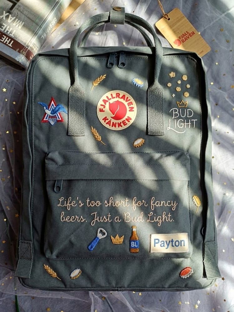 Customer photo review of Snoopy – Halloween Fjallraven Kanken Hand-Embroidered Backpack