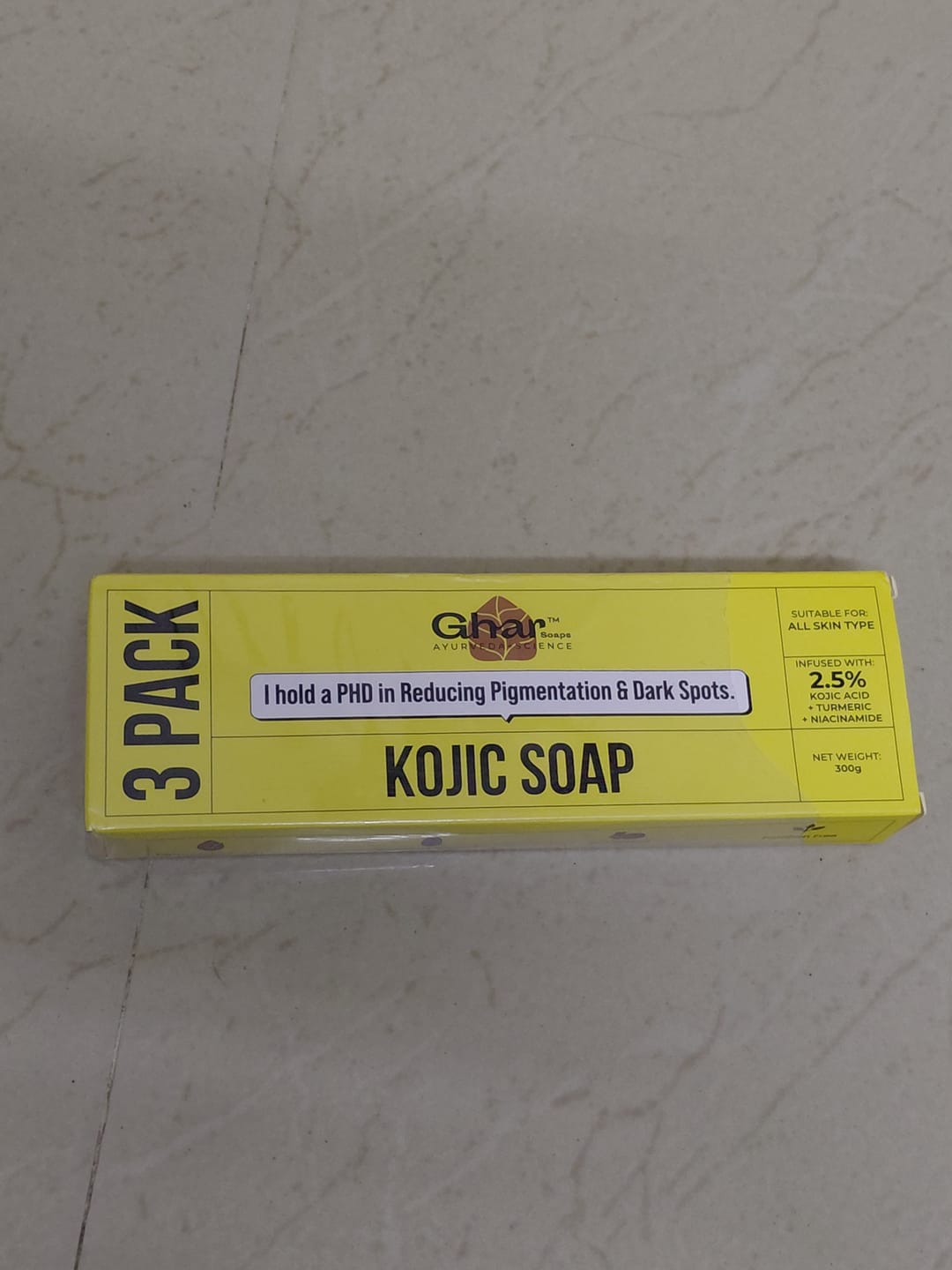 Customer photo review of Kojic Acid Soap for De-Pigmentation & Dark Spot Reduction