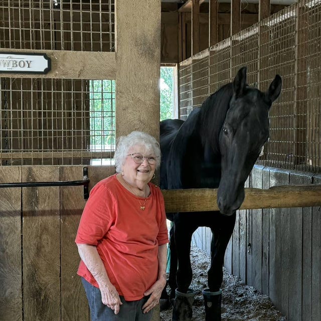 Customer photo review of The Marquee, Gold on White — Personalized Horse Stall Name Plate