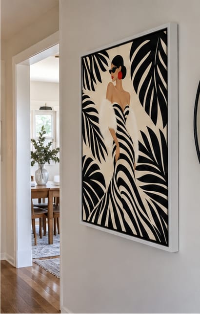 Customer photo review of Black and White Fashion Woman Canvas Wall Art