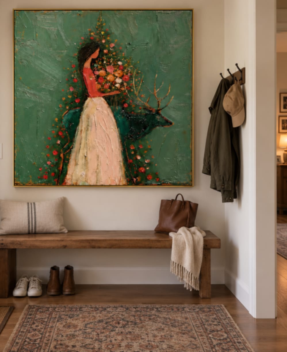 Customer photo review of Wildflower Grace-Woman and Stag Floral Painting