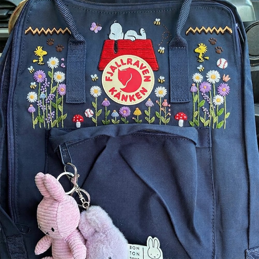 Customer photo review of Snoopy – Halloween Fjallraven Kanken Hand-Embroidered Backpack