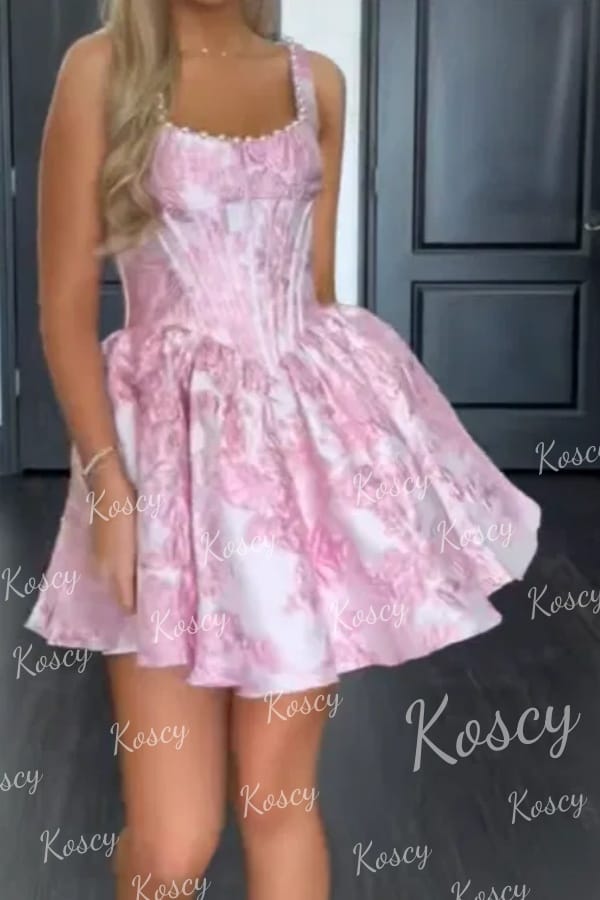 Customer photo review of Cute Pink A-line Floral Homecoming Dress