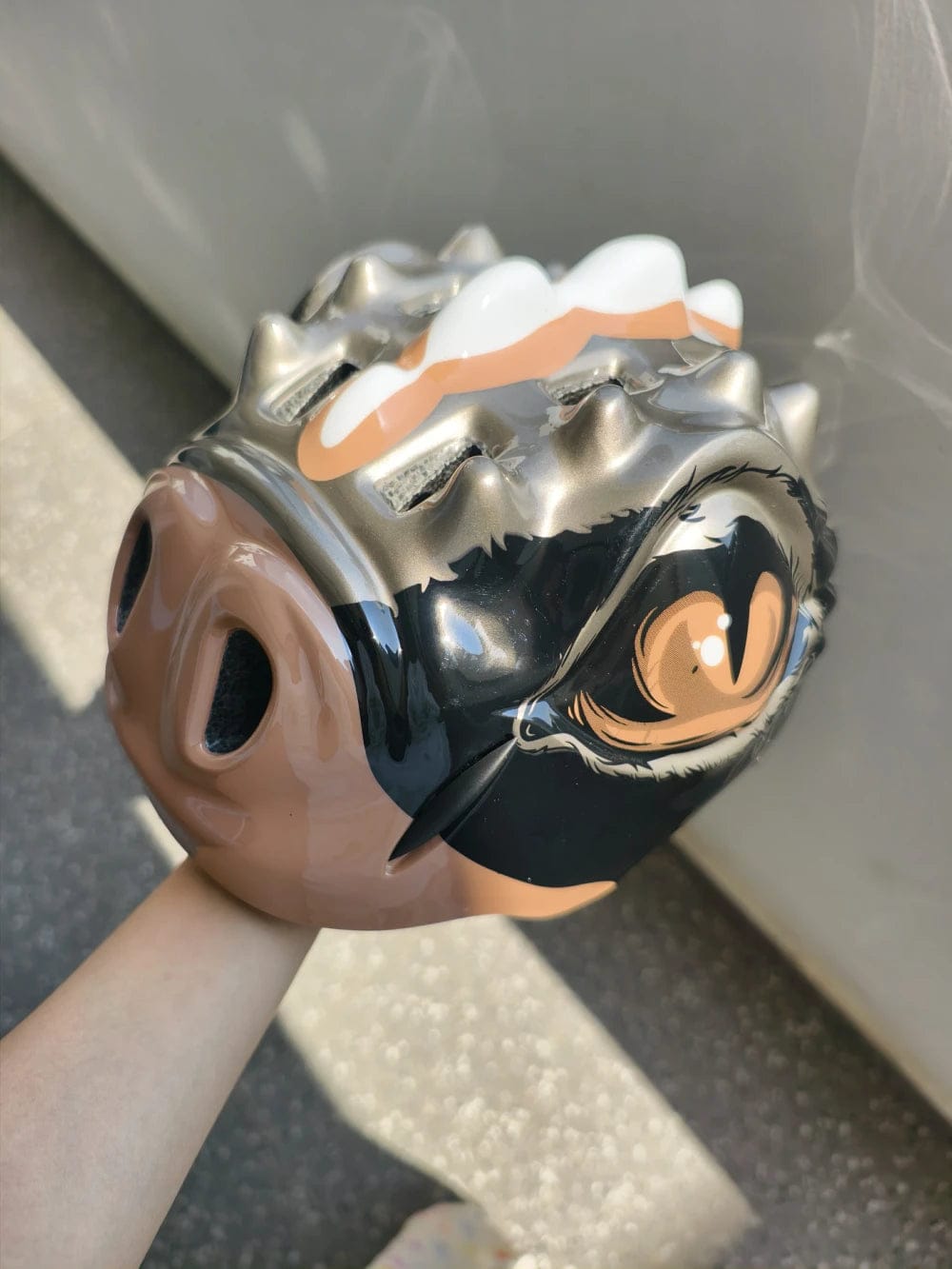Customer photo review of Kids 3D Dinosaur Bike Helmet with LED Safety Light