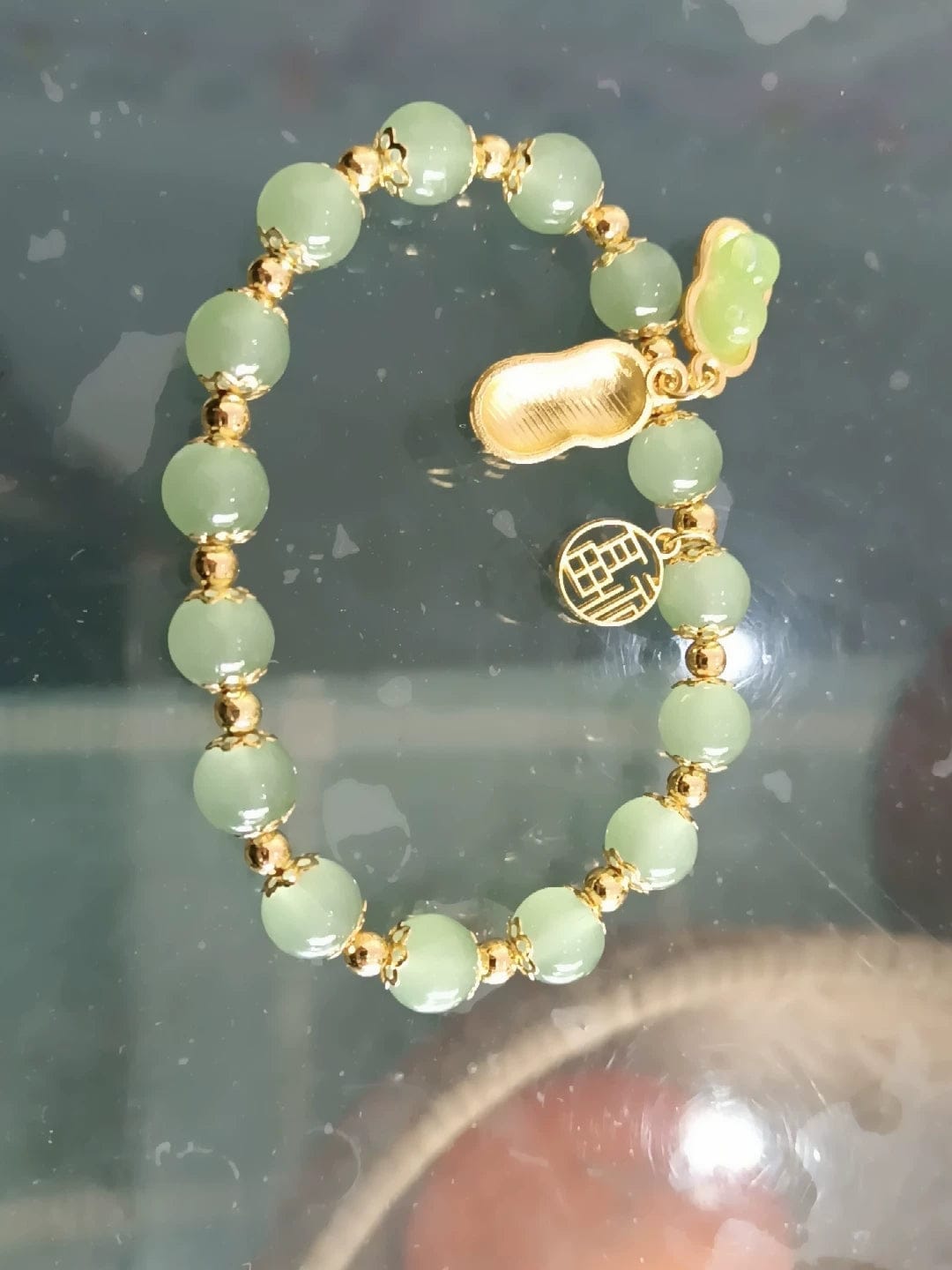 Customer photo review of FREE Today: Good Fortune & Prosperity Hetian Jade Peanut Charm Double Layer Luck Bracelet
