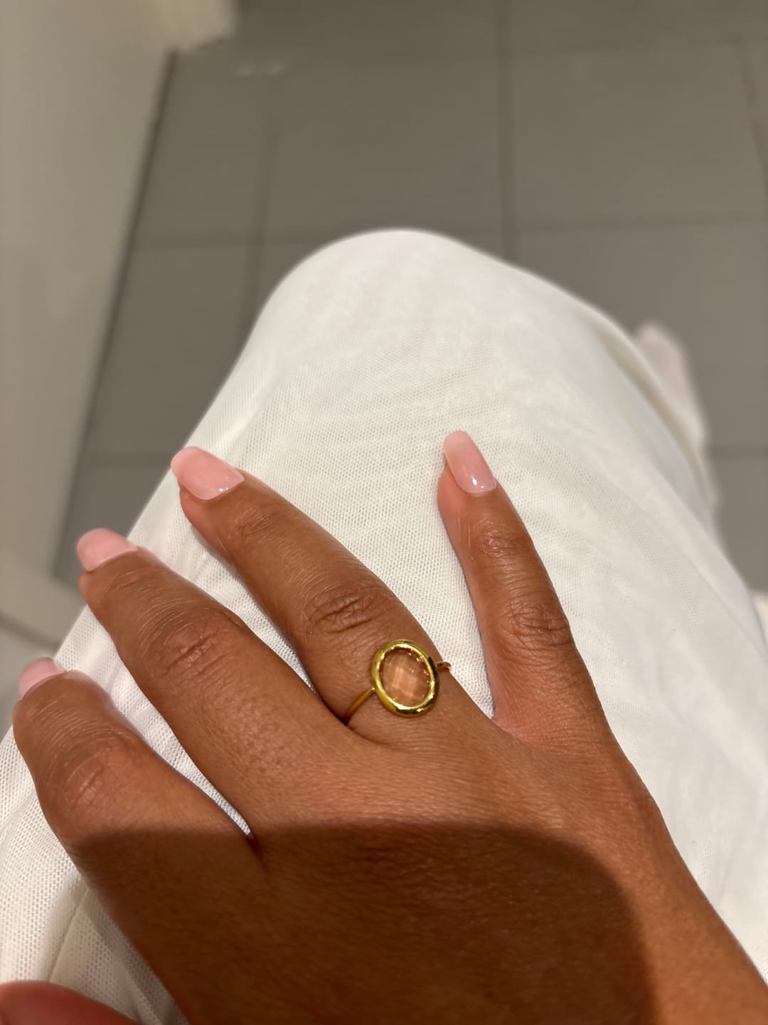 Customer photo review of Pink Rose Crystal Gold Ring