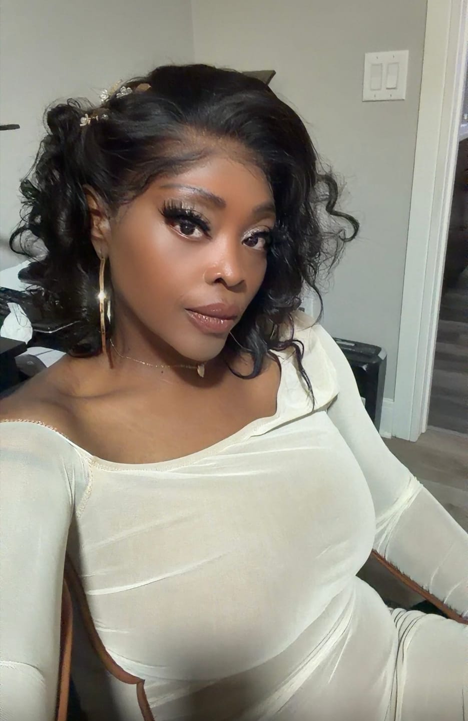 Customer photo review of Ivory Hourglass Midi Dress
