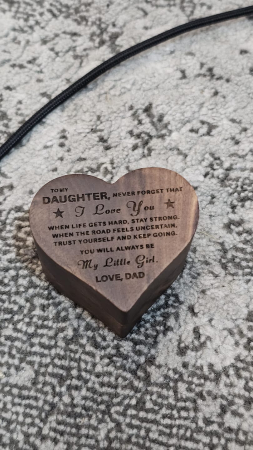 Customer photo review of To My Daughter / Love Dad Luxury Wood Heart Necklace Gift #2609