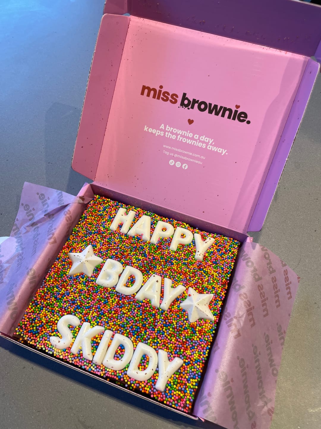 Customer photo review of Birthday Brownie · Mini