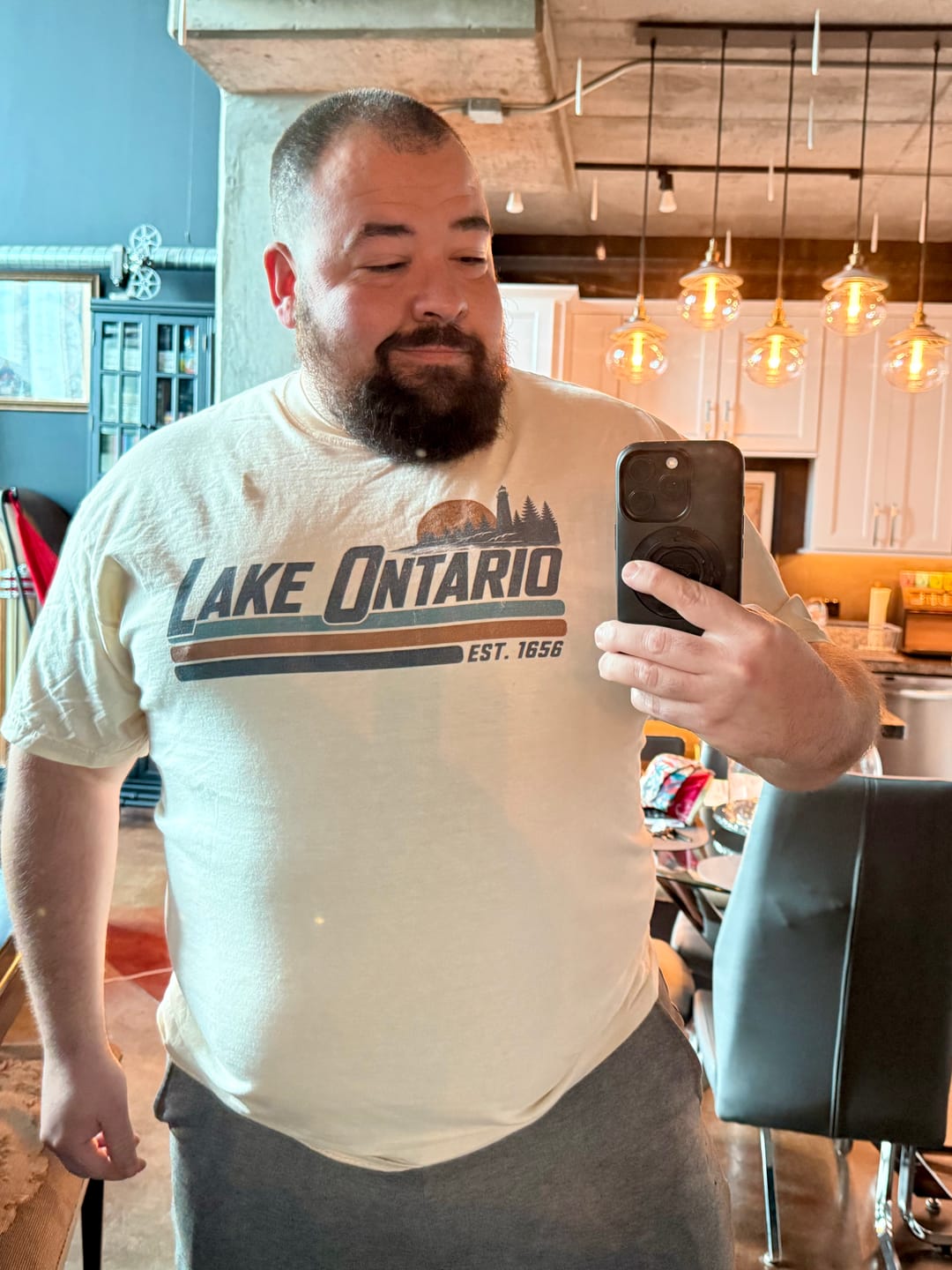 Customer photo review of Lake Ontario Retro Stripe T-Shirt