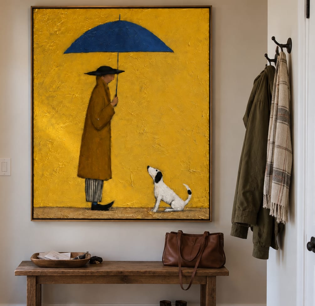 Customer photo review of Blue Shelter-Umbrella Walker Dog Painting