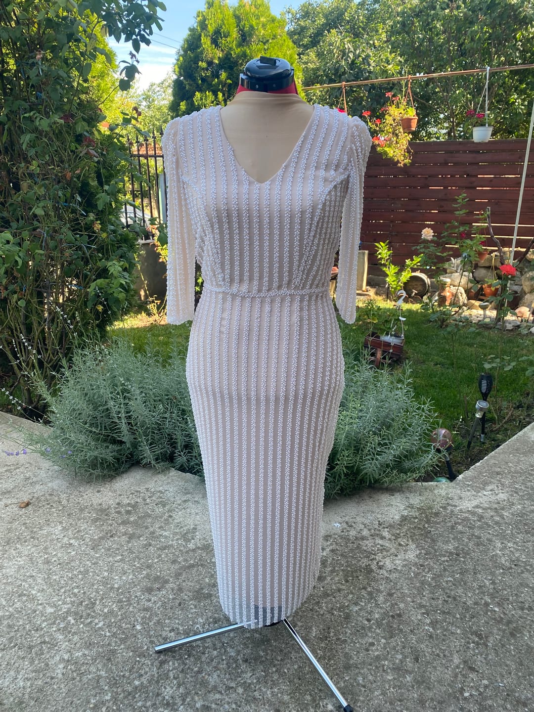 Customer photo review of Dantela Couture Ivory cu Model Liniar, cu Perle si Margele