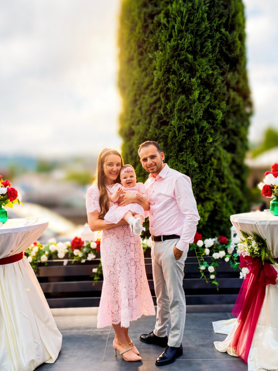 Customer photo review of Elegant Floral Lace Fitted Dress with Button Detail and Scalloped Hem - Blush Pink