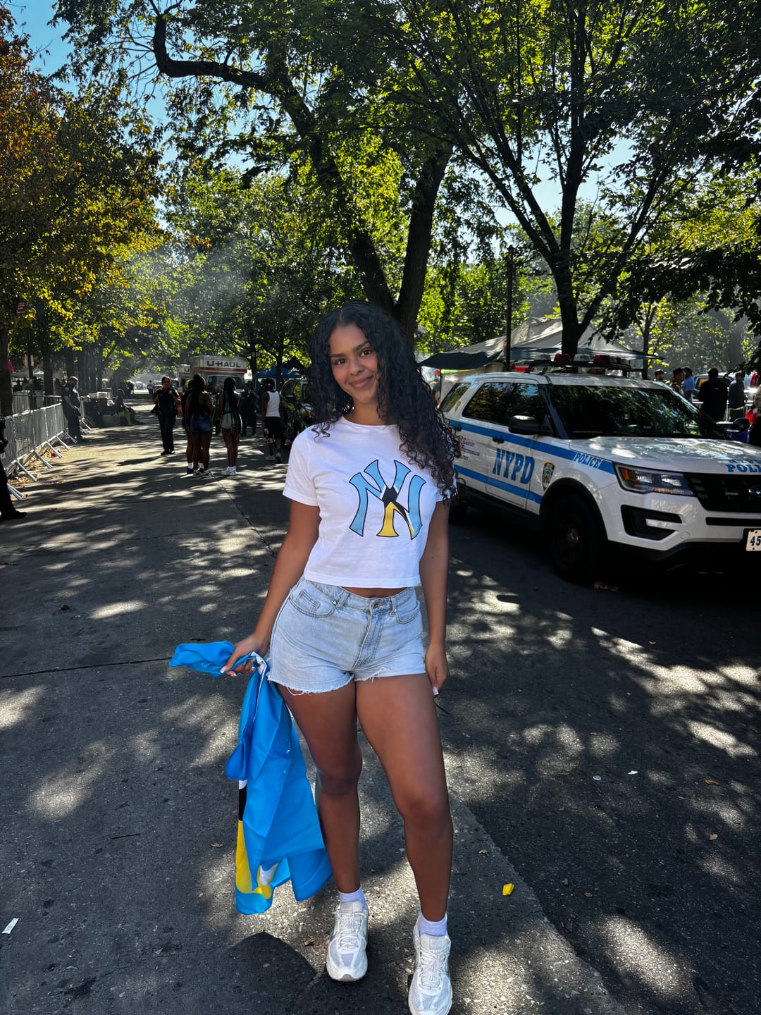 Customer photo review of CUSTOM ORDER: Caribbean Flags x NY Baby Tee [Read Description]