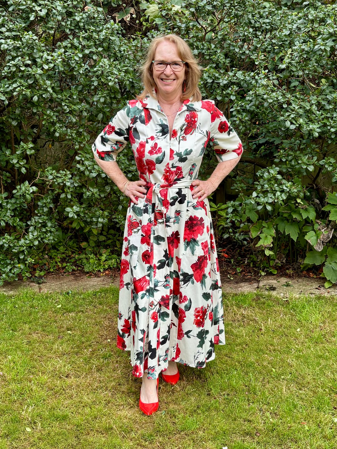 Customer photo review of The 'Always' Zip Pocket Dress in 'Charlotte's Roses'