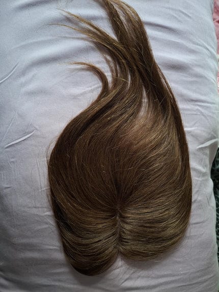 Customer photo review of Middle Part Straight Hair Topper for Thinning Hair – Clip In Crown Volume