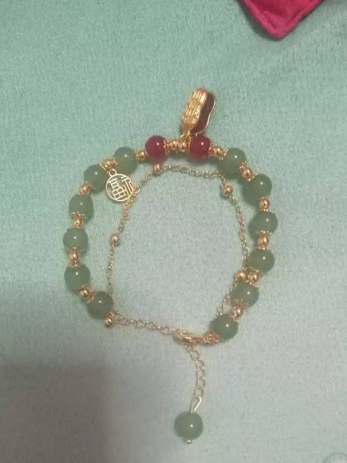 Customer photo review of FREE Today: Good Fortune & Prosperity Hetian Jade Peanut Charm Double Layer Luck Bracelet
