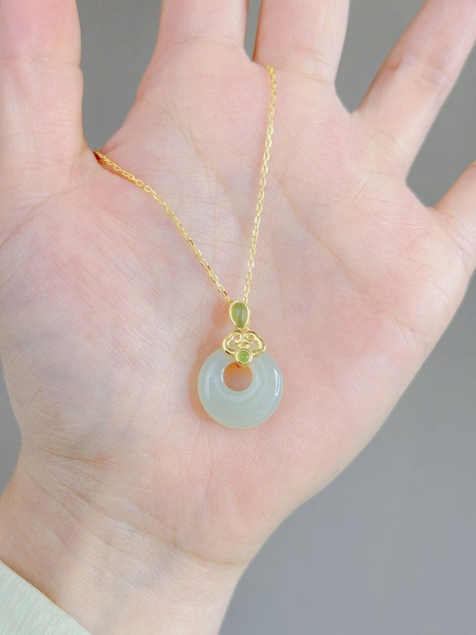 Customer photo review of The Tranquil Halo - Ningxiang Hetian Jade Necklace