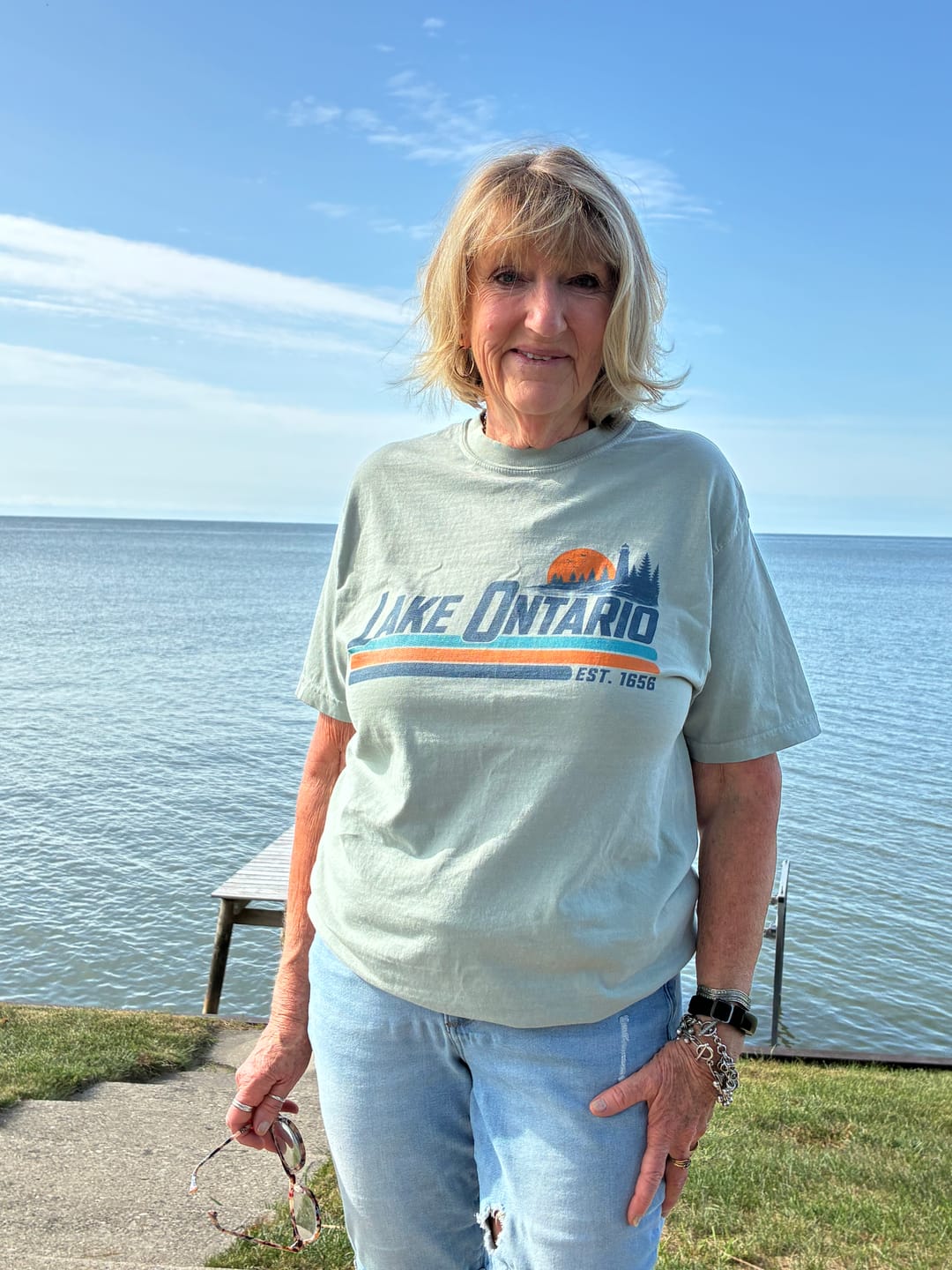 Customer photo review of Lake Ontario Retro Stripe T-Shirt