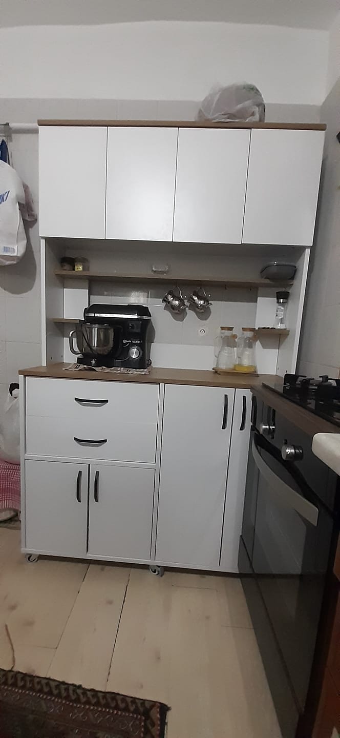 Customer photo review of Rani JE212 Kahve Köşesi Çok Amaçlı Dolap 8 Kapaklı 2 Çekmeceli Raflı Kiler Mutfak Dolabı Beyaz - Sepet Ceviz