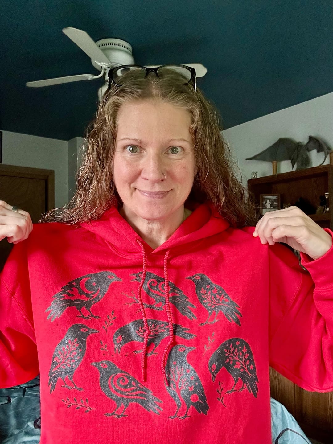 Customer photo review of Folk Art Crows Hoodie