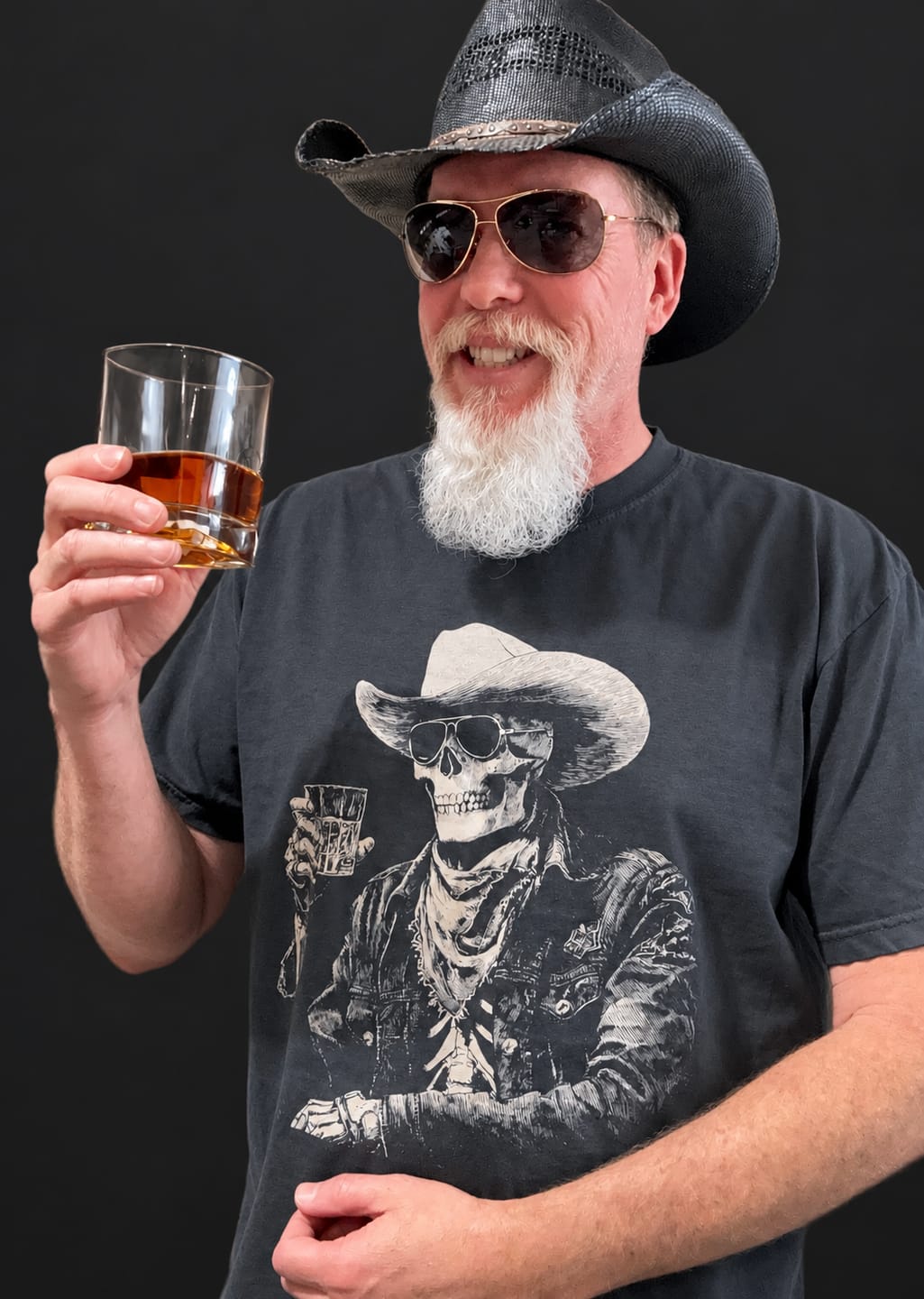 Customer photo review of Cheers Skeleton Cowboy - Premium Heavyweight Tee