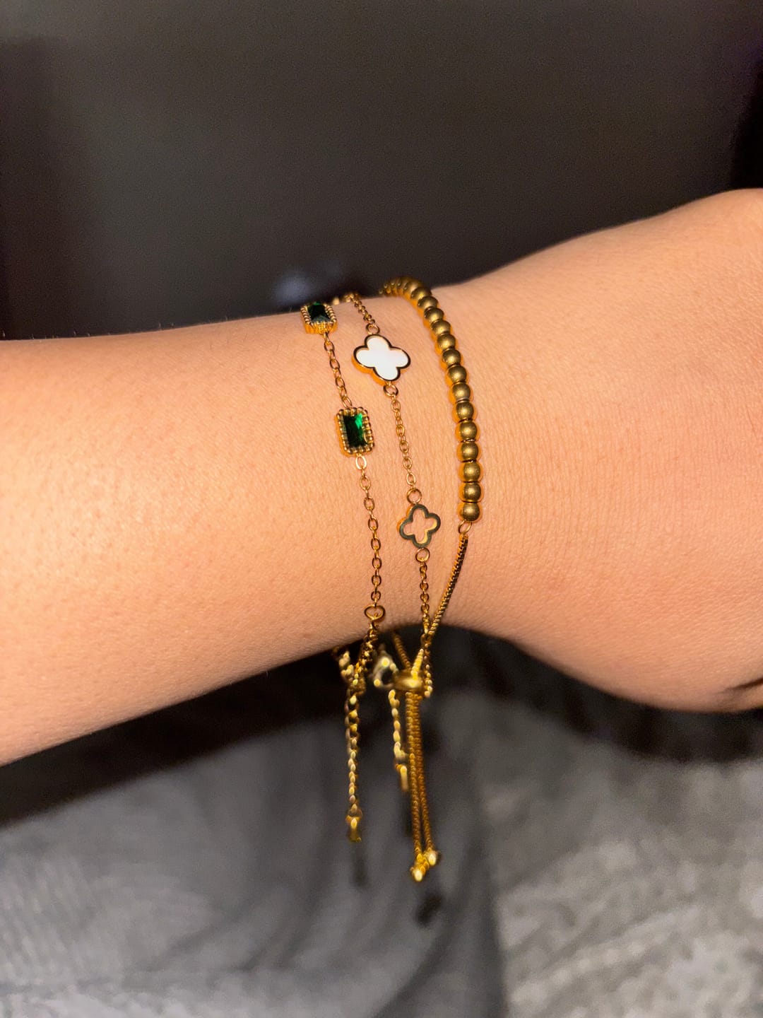 Customer photo review of Niloya Beaded Gold Bracelet