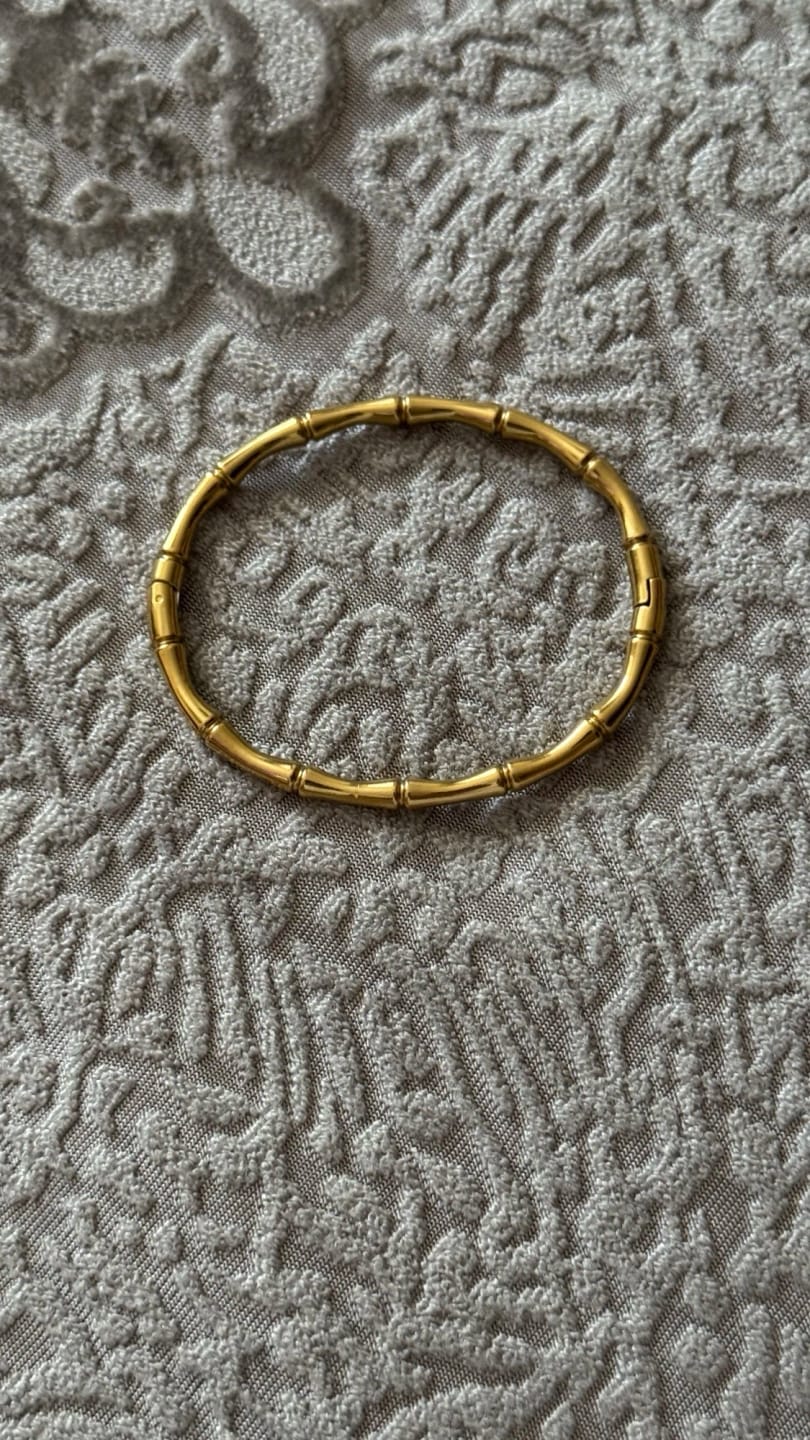 Customer photo review of 18K Gold Plated Bamboo Node Cuff Bangle for You